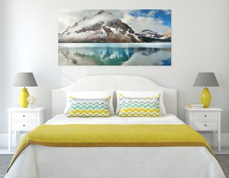 WANDBILD SEE IN DER NÄHE VON EINEM WUNDERSCHÖNEN BERG - BILDER VON NATUR UND LANDSCHAFT - BILDER