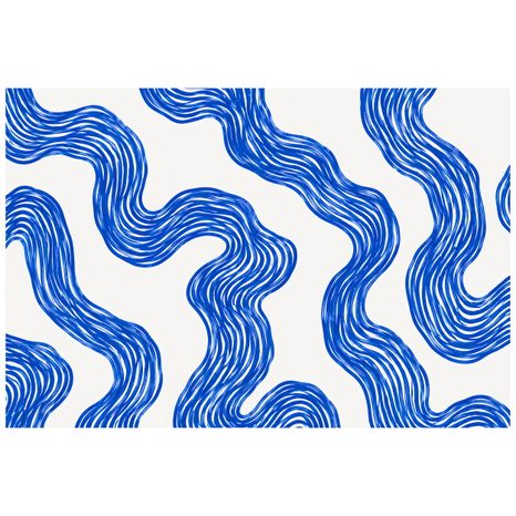 ZELFKLEVEND FOTOBEHANG MODERNE BLAUWE GOLVENDE LIJNEN - FOTOBEHANG MET PATRONEN - FOTOBEHANG