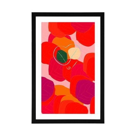 PLAKÁT S PASPARTOU PESTROBAREVNÉ LINIE LISTŮ - MOTIVY Z NAŠÍ DÍLNY - PLAKÁTY