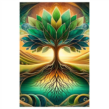 WANDBILD MYSTISCHER BAUM DES LEBENS AM SEE - BILDER BÄUME DES LEBENS - BILDER