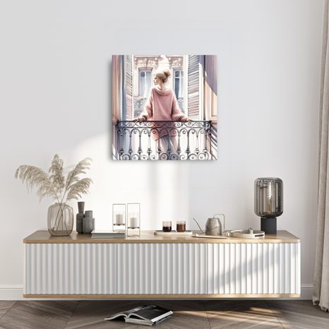 WANDBILD RUHIGE MOMENTE AUF DEM BALKON - WANDBILDER FRAUEN - BILDER