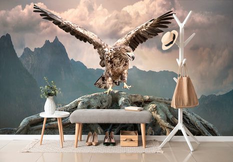TAPETA OREL S ROZTAŽENÝMI KŘÍDLY NAD HORAMI - TAPETY ZVÍŘATA - TAPETY