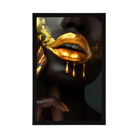 POSTER FRAU MIT GOLDENEN LIPPEN - FRAUEN - POSTER
