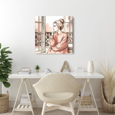 WANDBILD BLICK AUS FRANZÖSISCHEM FENSTER - WANDBILDER FRAUEN - BILDER