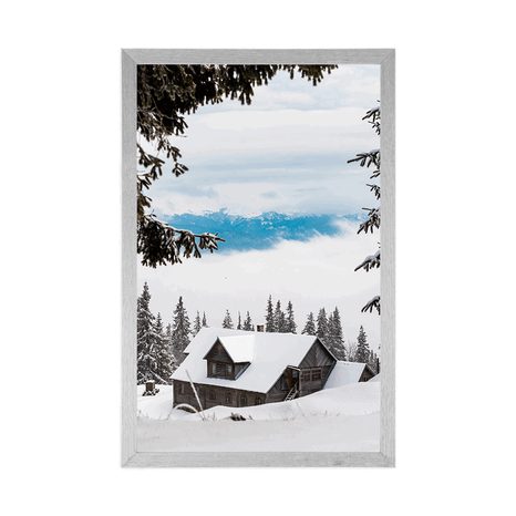 POSTER – CASETTA DI LEGNO TRA I PINI INNEVATI - NATURA - POSTER