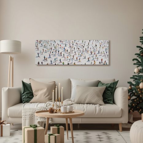 WANDBILD SKIFAHRER IM WINTERPARK - WEIHNACHTS- UND WINTERBILDER - BILDER