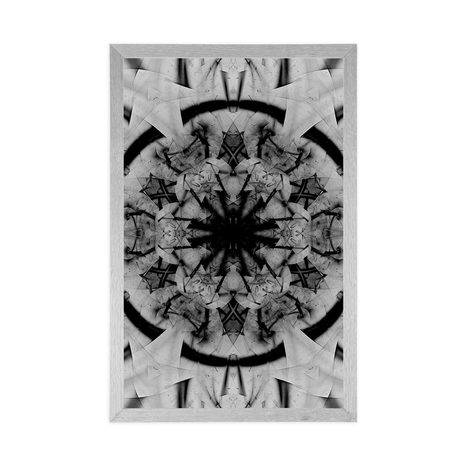 PLAKAT APSTRAKCIJA MANDALE U CRNO-BIJELOM DIZAJNU - CRNO-BIJELE - PLAKATI