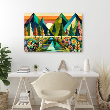 OBRAZ BAREVNÉ HORY A STROMY - OBRAZY HORY - OBRAZY