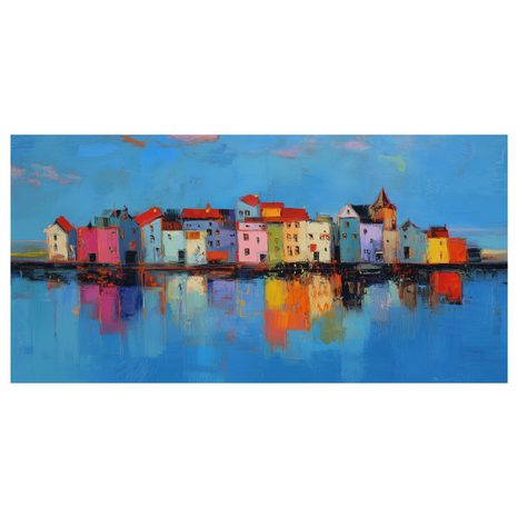 SLIKA ŠARENE KUĆICE IZNAD VODE - ŠARENE KUĆE - SLIKE