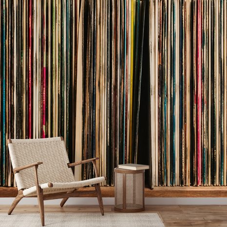 TAPETE VINYLPLATTEN IM RETRO-STIL - MUSIK FOTOTAPETEN - TAPETEN