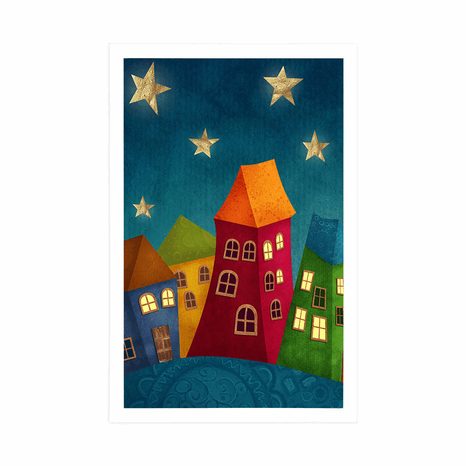 POSTER MOND ÜBER DER STADT - FÜR KINDER - POSTER