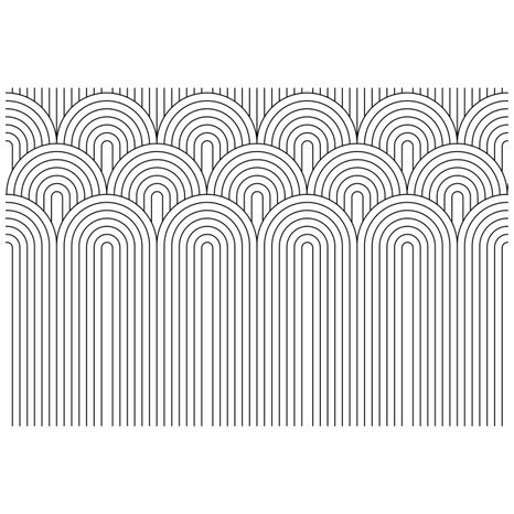 SAMOLEPIACA TAPETA ČIERNOBIELY VZOR DÚHY MID-CENTURY - SAMOLEPIACE TAPETY - TAPETY