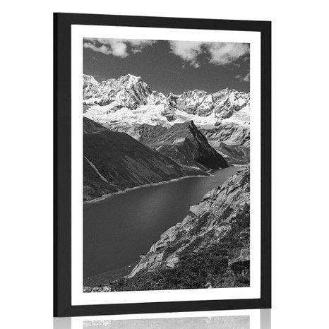 POSTER WITH MOUNT PATAGONIA NATIONAL PARK IN ARGENTINA IN BLACK AND WHITE - BLACK AND WHITE - POSTERS