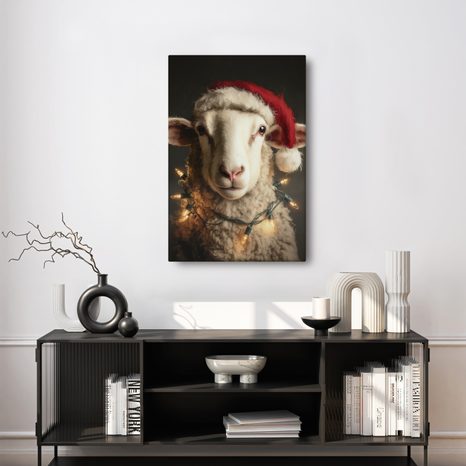 OBRAZ OVCE S VÁNOČNÍ ČEPICÍ - VÁNOČNÍ A ZIMNÍ OBRAZY - PICTURES