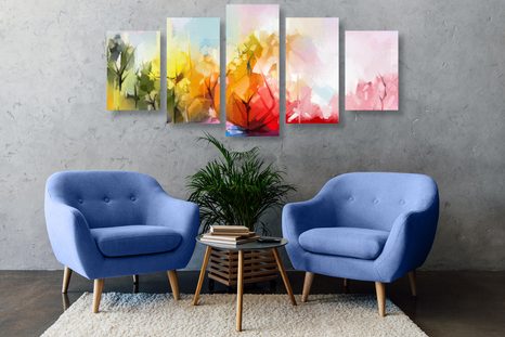 5-DÍLNÝ OBRAZ ABSTRAKTNÍ PŘÍRODA - ABSTRAKTNÍ OBRAZY - OBRAZY