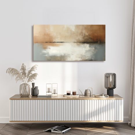 WANDBILD NEBLIGER HORIZONT ÜBER WASSER - WANDBILDER ABSTRAKTE FORMEN - BILDER