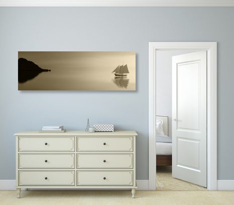 WANDBILD SEGELSCHIFF IN SEPIA - SCHWARZ-WEISSE BILDER - BILDER