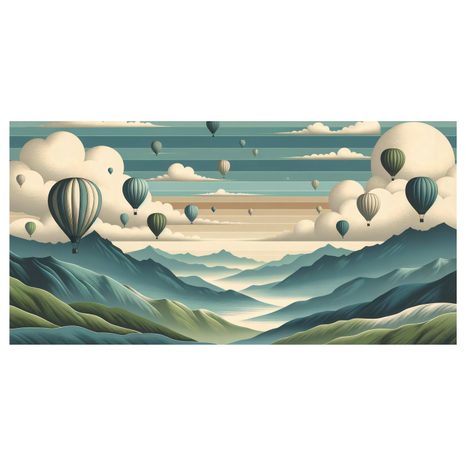 QUADRO SU TELA – VOLO IN MONGOLFIERA SOPRA LE CIME - QUADRI DI NATURA E PAESAGGIO - STAMPE E QUADRI