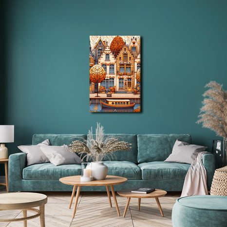 WANDBILD HISTORISCHE HÄUSER IM GOLDENEN LAUB - BILDER VON STÄDTEN - BILDER