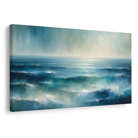 WANDBILD RUHIGE BLAUE OZEANWELLEN - BILDER MEER UND STRAND - BILDER