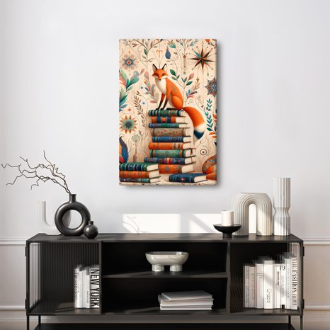 OBRAZ LIŠKY A KOUZELNÁ KNIHOVNA - OBRAZY ZVÍŘAT - OBRAZY