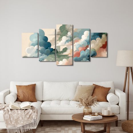 5-DÍLNÝ OBRAZ BAREVNÉ OBLAKY V ABSTRAKTNÍM SNU - OBRAZY ABSTRAKTNÍ TVARY - OBRAZY