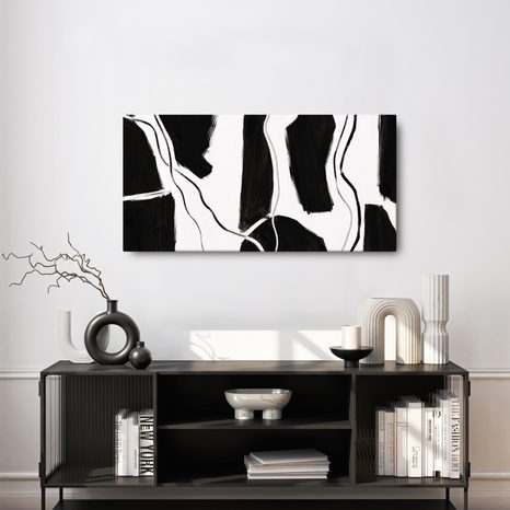 TABLEAU SUR TOILE – FORMES NOIRES MINIMALISTES - IMAGES FORMES ABSTRAITES - TABLEAUX