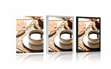 POSTER TASSE KAFFEE IM HERBST-TOUCH - MIT KÜCHENMOTIV - POSTER