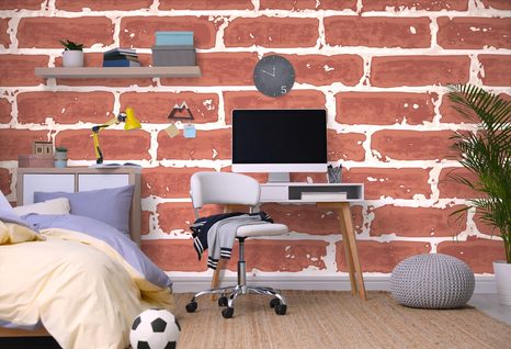 SELF ADHESIVE WALLPAPER PAINTED RED BRICK - SELF-ADHESIVE WALLPAPERS - WALLPAPERS
