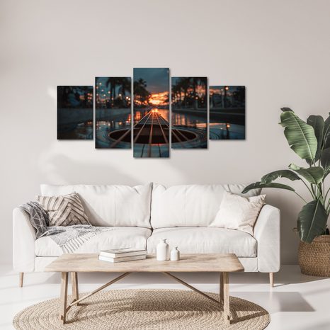 5-DÍLNÝ OBRAZ KYTARA PŘI ZÁPADU - HUDEBNÍ OBRAZY - PICTURES