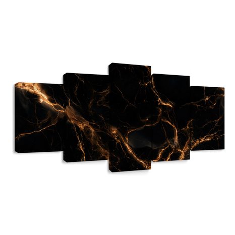 5-DÍLNÝ OBRAZ ZLATÉ ŽÍLY V TEMNOTĚ - MARBLE PICTURES - PICTURES