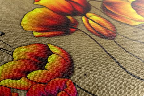 SLIKA RDEČ POLJSKI MAK V ETNO PRIDIHU - ABSTRAKTNE SLIKE - SLIKE