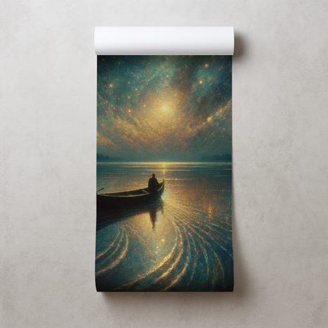 TAPETE NÄCHTLICHER SEE UNTER STERNENHIMMEL - TAPETEN SEEN - TAPETEN