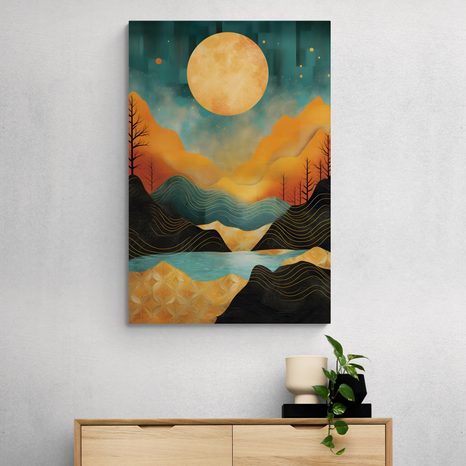 OBRAZ ABSTRAKTNÍ ZÁPAD SLUNCE S NÁDECHEM LUXUSU - OBRAZY VÝCHOD A ZÁPAD SLUNCE - OBRAZY