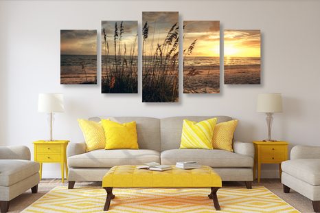 5-DELNA SLIKA SONČNI ZAHOD NA PLAŽI - SLIKE NARAVE IN POKRAJINE - SLIKE