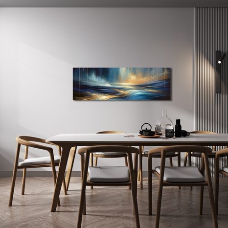 OBRAZ ZLATÉ ČÁRY NA MODRÉ HLADINĚ - OBRAZY MOŘE A PLÁŽ - OBRAZY