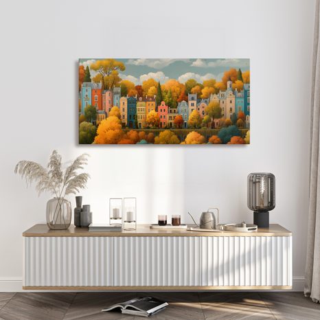 OBRAZ BAREVNÉ DOMY V PODZIMU - BAREVNÉ DOMY - OBRAZY