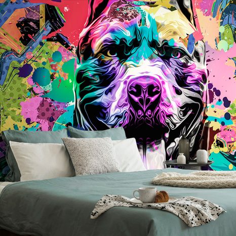 SELF ADHESIVE WALLPAPER COLORFUL ILLUSTRATION OF A DOG - SELF-ADHESIVE WALLPAPERS - WALLPAPERS