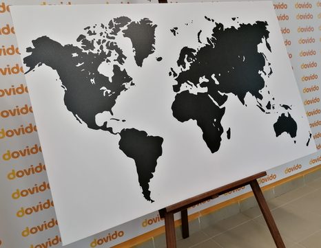 WANDBILD WELTKARTE IN SCHWARZ-WEISS - WELTKARTEN ALS BILDER - BILDER