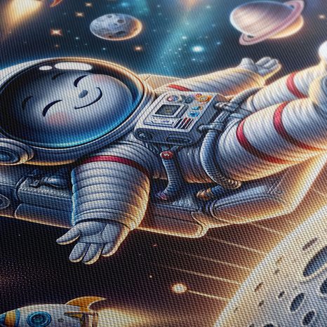 WANDBILD GLÜCKLICHER KOSMONAUT IM ALL - KINDERBILDER WELTRAUM - BILDER