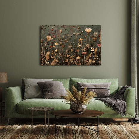 WANDBILD BLÜHENDER GARTEN AUF LEINWAND - BILDER BLUMEN - BILDER