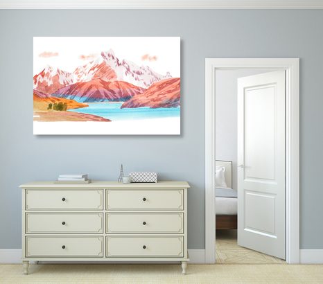 QUADRO SU TELA – SPLENDIDO PAESAGGIO MONTANO - QUADRI DI NATURA E PAESAGGIO - STAMPE E QUADRI