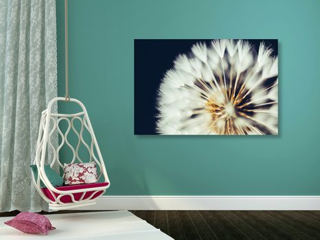 WANDBILD LÖWENZAHN AUF DUNKLEM HINTERGRUND - BILDER BLUMEN - BILDER