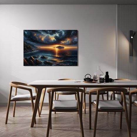 OBRAZ DRAMATICKÝ ZÁPAD SLUNCE NAD MOŘEM - OBRAZY MOŘE A PLÁŽ - OBRAZY
