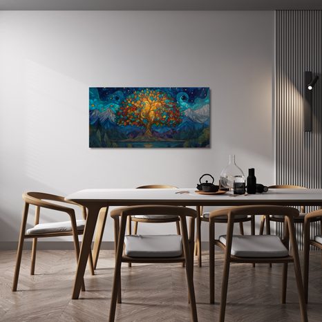 OBRAZ NOČNÍ KRAJINA SE STROMEM ŽIVOTA - OBRAZY STROMY ŽIVOTA - OBRAZY