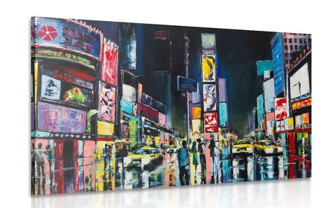 CANVAS PRINT COLORED NEW YORK - PICTURES OF CITIES - PICTURES