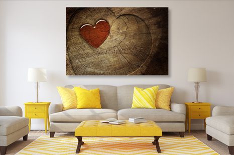 CANVAS PRINT HEART ON A STUMP - PICTURES OF NATURE AND LANDSCAPE - PICTURES