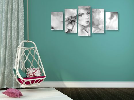 QUADRI 5 PEZZI – GRAZIA FEMMINILE IN BIANCO E NERO - QUADRI BIANCO E NERO - STAMPE E QUADRI