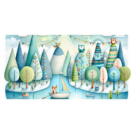 OBRAZ POHÁDKOVÝ LES S LIŠKOU A SOVAMI - DĚTSKÉ OBRAZY ZVÍŘÁTKA - OBRAZY