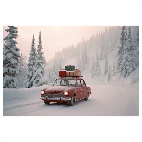 OBRAZ VÁNOČNÍ AUTO SPLNĚNÝCH PŘÁNÍ - VÁNOČNÍ A ZIMNÍ OBRAZY - OBRAZY